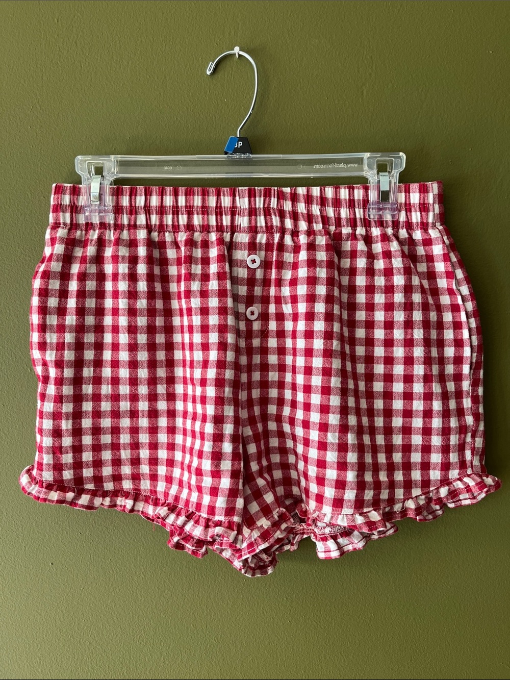 Red Gingham Cotton Women’s Shorts